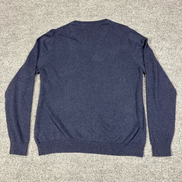 Nordstrom Men’s Shop V Neck Pullover Sweater Blue Large Cotton Blend Cashmere - Picture 6 of 6